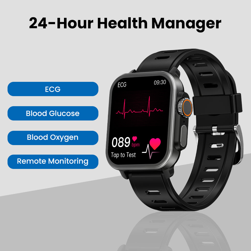 Reloj inteligente BEARSCOME VEE con llamadas Bluetooth, ECG/EKG, oxígeno en sangre, monitoreo del sueño y música