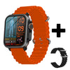 Reloj inteligente BEARSCOME VEE con llamadas Bluetooth, ECG/EKG, oxígeno en sangre, monitoreo del sueño y música  - Correa marina naranja
