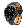 Reloj inteligente Bearscome con brújula Bluetooth, control del nivel de azúcar en sangre, presión arterial y oxígeno en sangre - Black leather