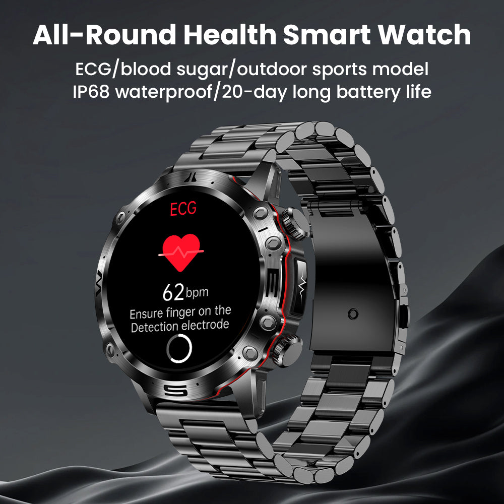 Reloj inteligente deportivo de alta gama Bearscome PRO 3 con control del nivel de azúcar en sangre, ECG/EKG y HD 