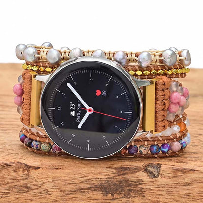 Reloj tejido a mano con cuentas de piedra imperial y estilo bohemio