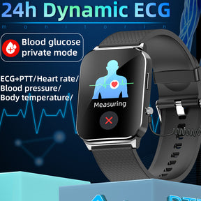 Reloj inteligente BEARSCOME BCEP01 ECG HRV GLU, SpO2/sueño, música, resistente al agua, recepción de mensajes/llamadas, cuidado femenino 