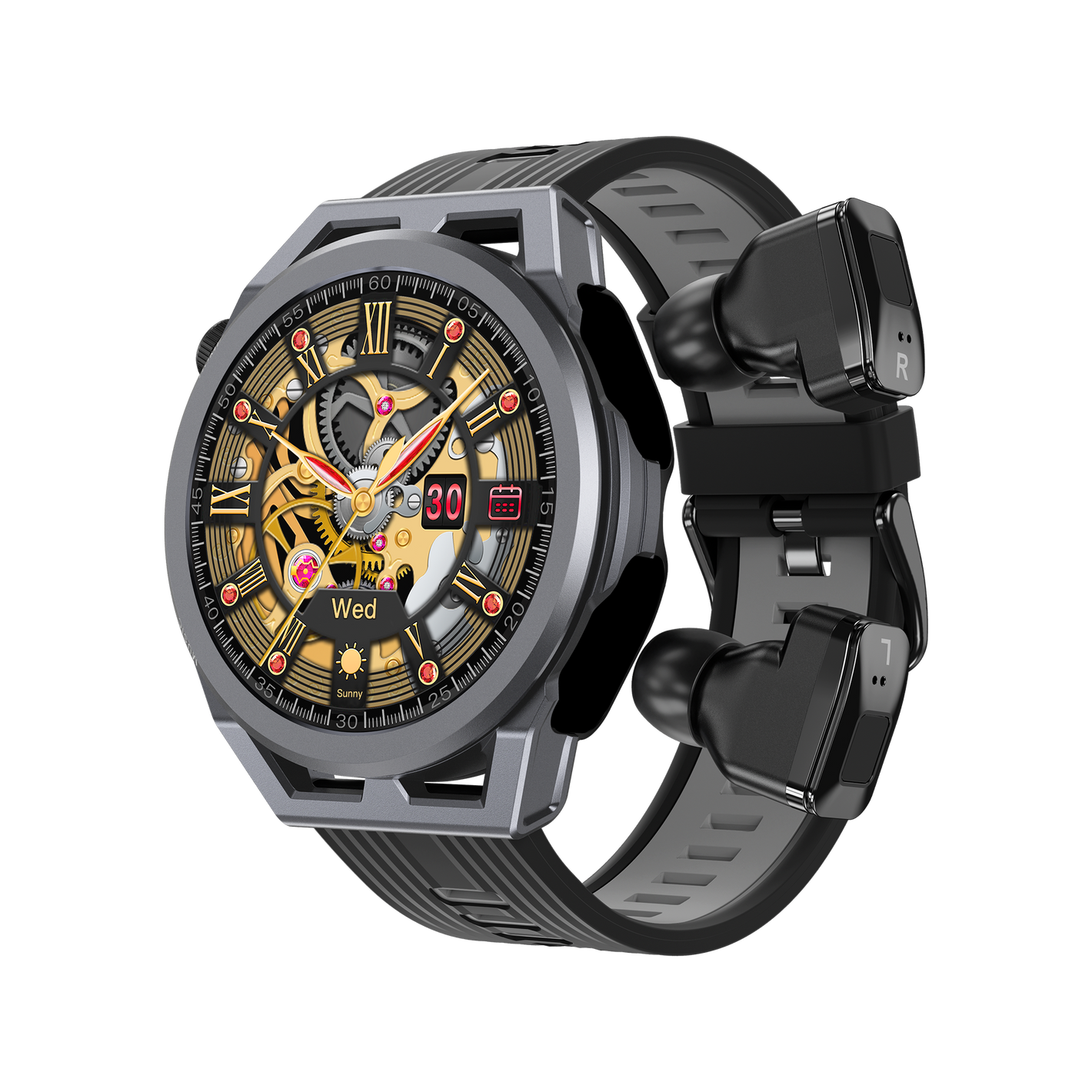 Reloj inteligente BEARSCOME BCN1 con auriculares TWS, auriculares inalámbricos Bluetooth, monitorización de la presión arterial y frecuencia cardíaca 