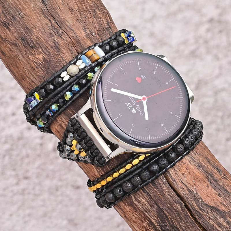 Reloj tejido a mano con cuentas de piedra imperial y estilo bohemio