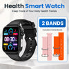 ECG de glucosa en sangre Bearscome Pro 6 Examen microfísico inteligente Monitorización del estrés Smartwatch  - Black Silicone+ 2 extra bands