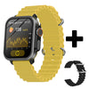 Reloj inteligente BEARSCOME VEE con llamadas Bluetooth, ECG/EKG, oxígeno en sangre, monitoreo del sueño y música  - Correa marina amarilla