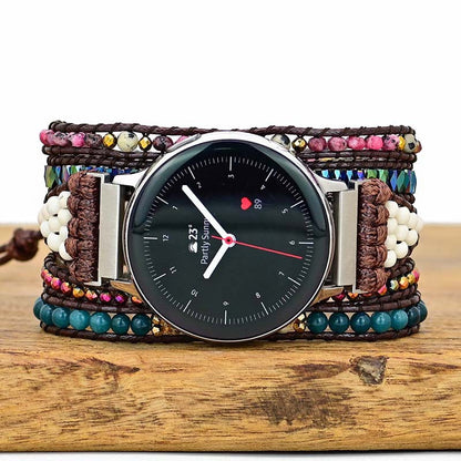 Reloj tejido a mano con cuentas de piedra imperial y estilo bohemio