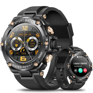 Reloj inteligente multideporte con Bluetooth, llamadas, mensajes, presión arterial, frecuencia cardíaca y oxígeno en sangre, de grado militar de Bearscome