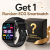 ECG de glucosa en sangre Bearscome Pro 6 Examen microfísico inteligente Monitorización del estrés Smartwatch  - Black Silicone+Random ECG smartwatch
