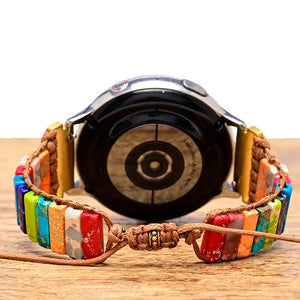 Correa de reloj trenzada con piedra imperial colorida estilo bohemio