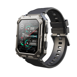 Reloj inteligente indestructible para deportes al aire libre Bearscome con control del ritmo cardíaco, oxígeno en sangre, recordatorio de llamadas y música Bluetooth
