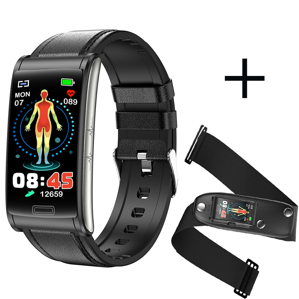 Pulsera inteligente BCBEARSCOME BCE600 con Bluetooth, ECG de 3 derivaciones, HRV, glucosa en sangre, presión arterial, oxígeno en sangre y detección del sueño