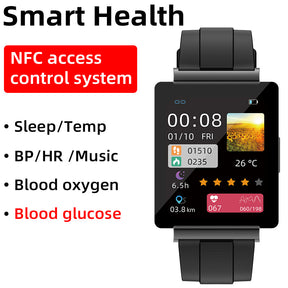BEARSCOME BCKS01 Smartwatch NFC Glucosa en sangre Frecuencia cardíaca Presión arterial Bluetooth Reloj deportivo inteligente 